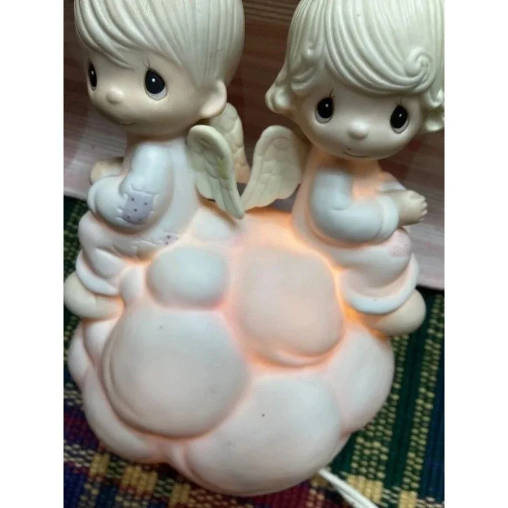 Precious Moments My Guardian Angels Ceramic Night Light 1984 Nursery Decor